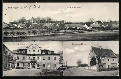 AK Bielwiese, Schloss, Inspektor-Haus und Ortsansicht