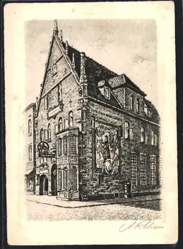 Künstler-AK Oldenburg / Oldenburg, Hotel Graf Anton Günther