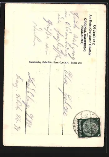 Künstler-AK Oldenburg / Oldenburg, Hotel Graf Anton Günther