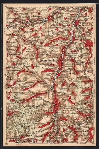 AK Crimmitschau, Werdau, Meerane, Umgebung, Landkarte