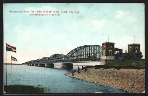 AK Moerdijk, Spoorweg over het Hollandsch diep, Eisenbahn