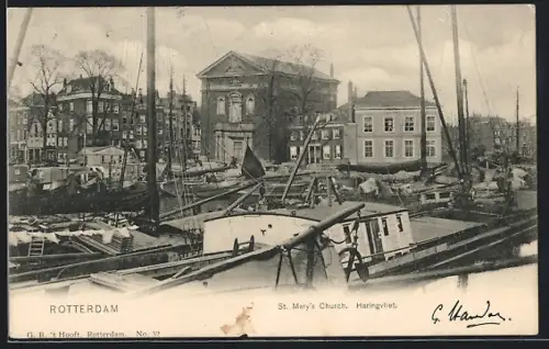 AK Rotterdam, St. Mary`s Church, Haringvliet