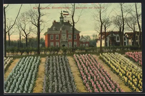 AK Omstr. Haarlem, Hiacinthenvelden, Heemstede met Stadthuis