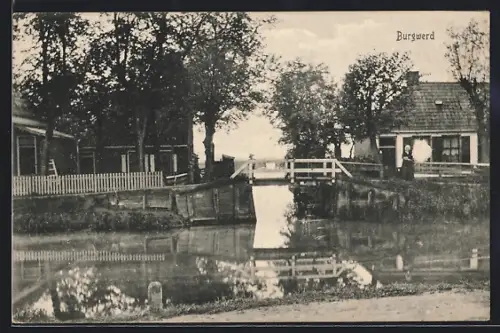 AK Burgwerd, Panorama mit Brücke