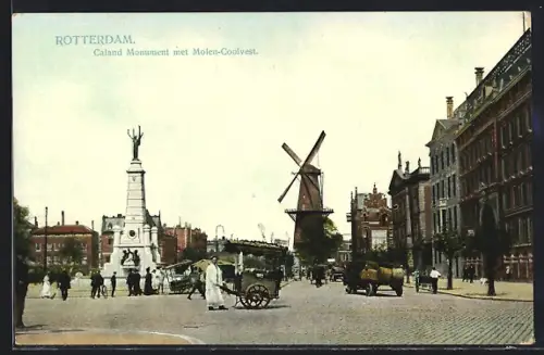 AK Rotterdam, Caland Monument met Molen-Coolvest