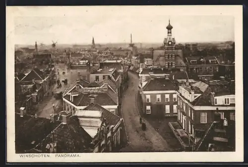 AK Winschoten, Panorama mit Strassenpartie