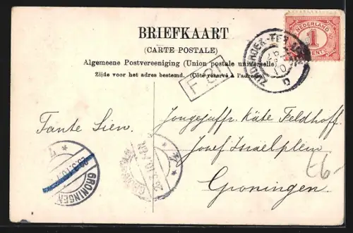 AK Valthermond, Strassenpartie mit Bäumen