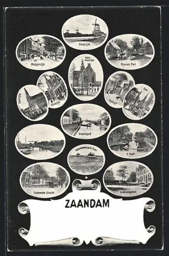 AK Zaandam, Hoogendijk, Stationsplein, Gedempte Gracht, Kattegat, Blauwe Pad, Oostzijde, Papenpad