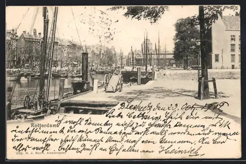 AK Rotterdam, Leuvehaven mit Dampfer am Anleger