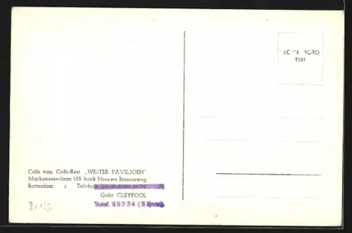 AK Rotterdam, Café Wester Paviljoen, Marthenesserlaan 155