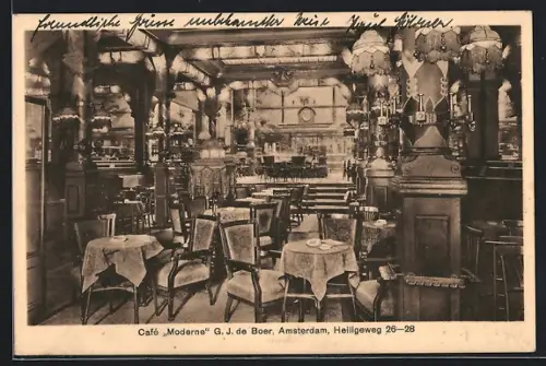 AK Amsterdam, Café Moderne, G. J. de Boer, Heiligeweg 26-28