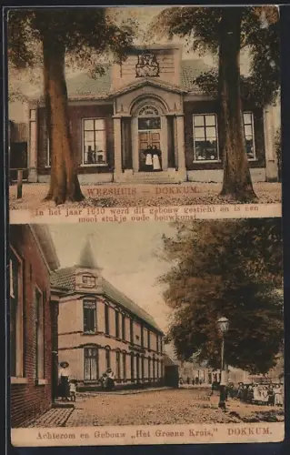 AK Dokkum, Weeshuis, Achterom en Gebouw Het Groene Kruis