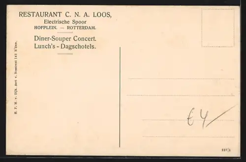 AK Rotterdam, Restaurant C. N. A. Loos, Electrische Spoor
