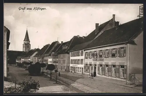 AK Hüfingen, Strassenpartie mit Gasthaus zum Löwen