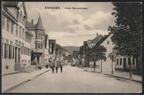 AK Ebingen, Innere Sonnenstrasse mit Kindern