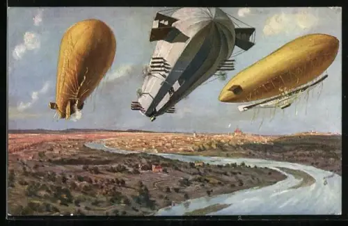 AK Luftschiffe Zeppelin im Fluge