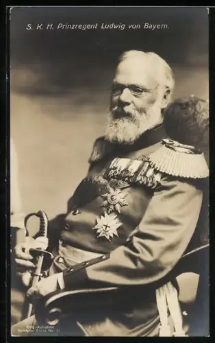 AK Prinzregent Ludwig von Bayern in Uniform mit Orden