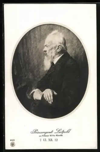 AK Prinzregent Luitpold von Bayern, Seitenportrait, Trauerkarte 1912