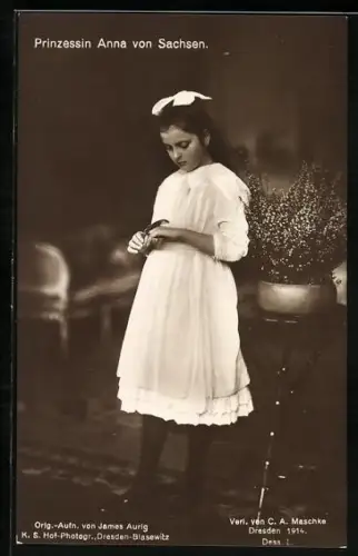 AK Prinzessin Anna von Sachsen mit Eidechse