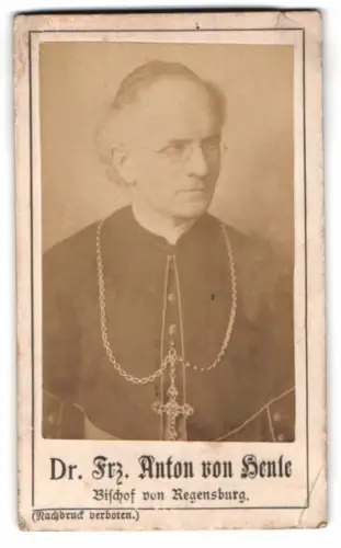 Fotografie Portrait Dr. Frz. Anton von Henle, Bischof von Regensburg