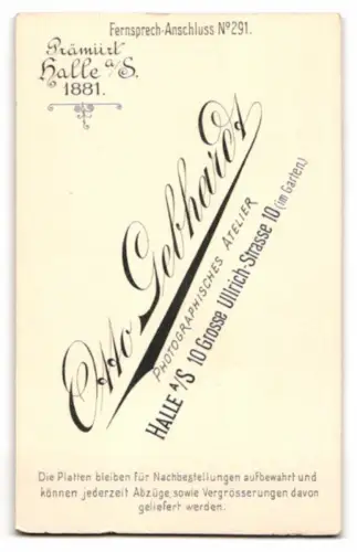 Fotografie Otto Gebhardt, Halle a. S., Grosse Ulrich Strasse 10, Porträt eines Herrn mit Brille