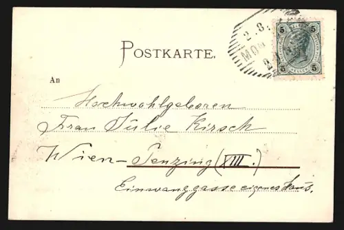 AK Mondsee, Ortspartie mit Kirche