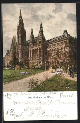 Künstler-AK Wien, Rathaus, Aussenansicht