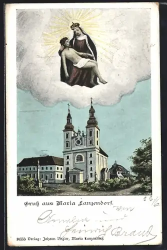 Künstler-AK Maria Lanzendorf, Kirche mit Gnadenbild