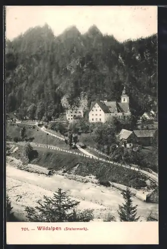AK Wildalpen /Steiermark, Ortspartie mit Kirche
