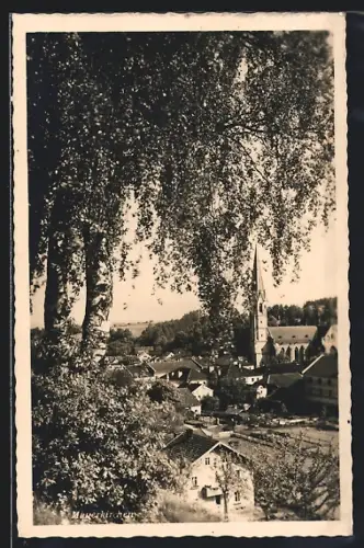 AK Mauerkirchen, Ortspartie mit Kirche
