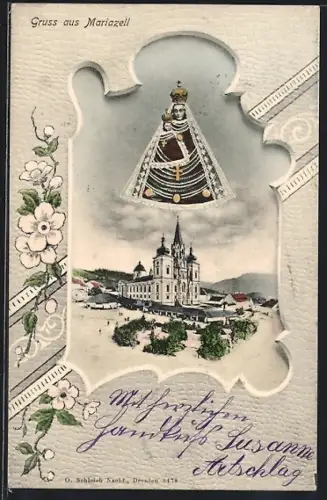 AK Mariazell, Wallfahrtskirche mit Gnadenbild, Passepartout