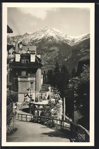 AK Badgastein, Hotel Bellevue-Terrasse gegen den Gamskarkogel