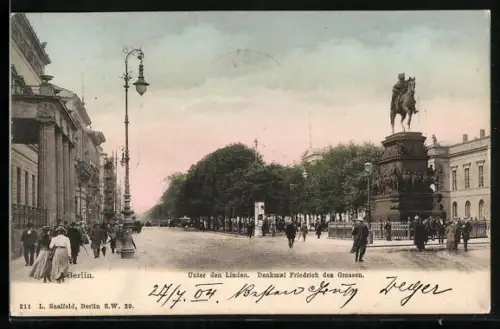AK Berlin, Unter den Linden, Denkmal Friedrich des Grossen