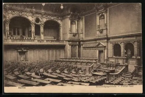 AK Berlin-Tiergarten, Reichstagsgebäude, Plenar-Saal