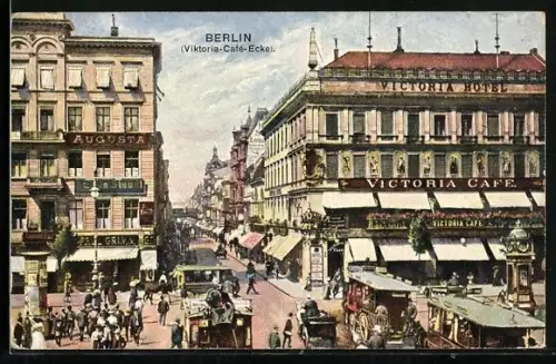 AK Berlin, Viktoria-Café-Ecke, Victoria Hotel