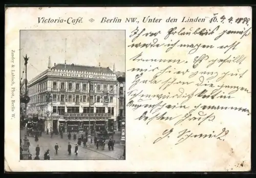 AK Berlin, Victoria-Café, Unter den Linden 40