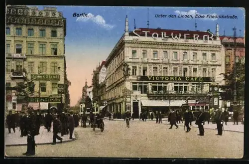 AK Berlin, Unter den Linden Ecke Friedrichstrasse