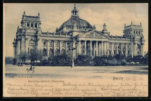AK Berlin-Tiergarten, Reichstags-Gebäude, Westseite