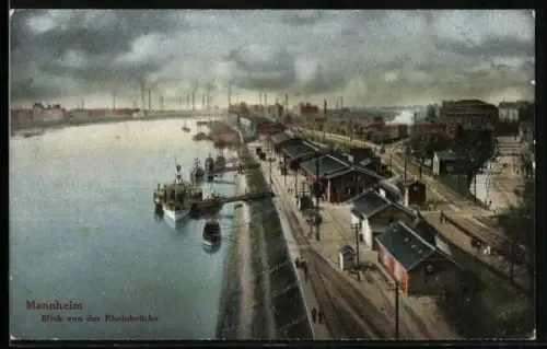 AK Mannheim, Blick von der Rheinbrücke