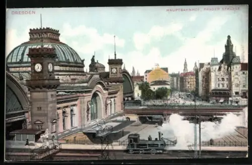 AK Dresden, Hauptbahnhof, Prager Strasse