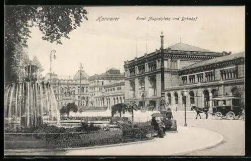 AK Hannover, Ernst Augustplatz und Bahnhof