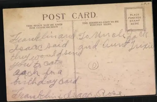 AK Katze mit Jungen auf einem liegenden Rechen