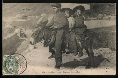 AK Le Martyr des Stations Thermales, Kinder auf einem Esel