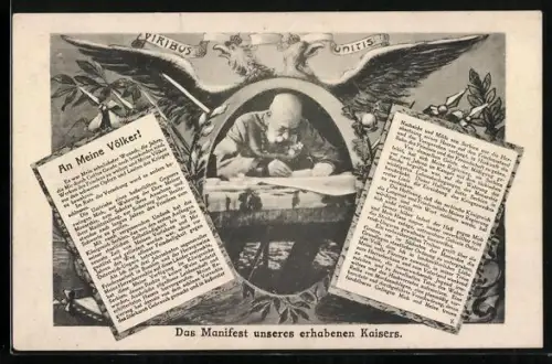 AK An Meine Völker!, Das Manifest unseres erhabenen Kaisers, Franz Josef I. von Österreich
