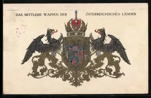 AK Das Mittlere Wappen der Österreichischen Länder, Rotes Kreuz