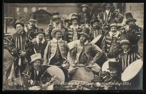 AK Kaiserhuldigung, Gr. V, Doppel-Hochzeit 22.7.1515, Musikanten