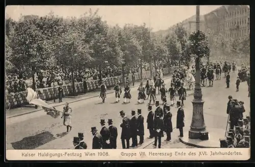 AK Wien, Kaiserhuldigung 1908, Festzug Gruppe VII, Heereszug Ende des 16. Jahrhunderts