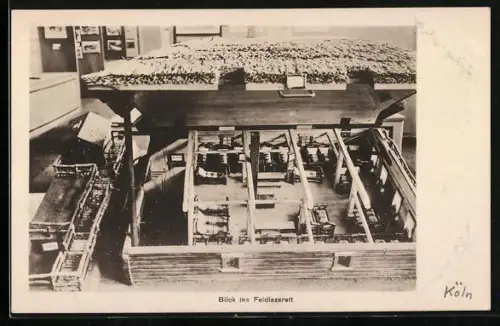 AK Cöln, Ausstellung für Kriegsfürsorge 1916, Blick ins Feldlazarett