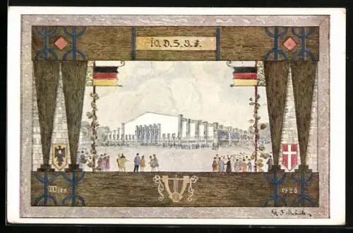 AK Wien, 10. Deutsches Sängerbundesfestes 1928 mit Sängerhalle