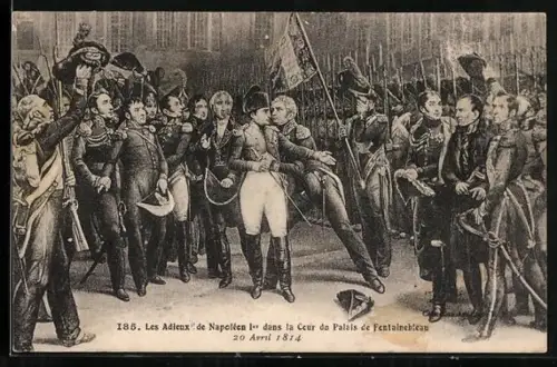 AK Fontainebleau, Les Adieux de Napoléon Ier dans la Cour du Palais
